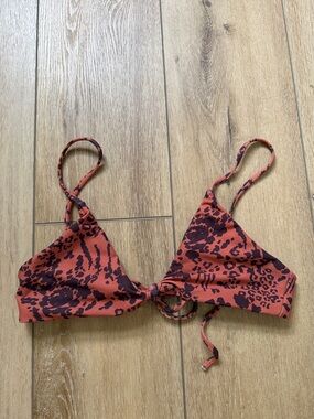 Skatie Women’s Rust Animal-Print Tie-Front Bikini Top